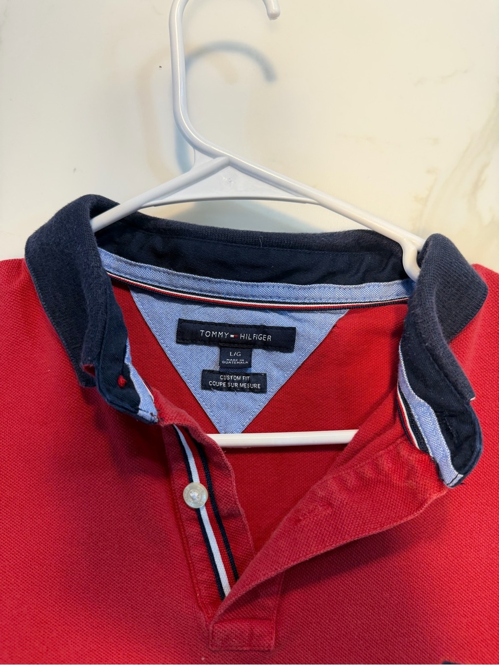 Hugo Boss Red Polo with Navy Contrast Collar